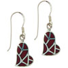 Mother Of Pearl Red Heart Earrings