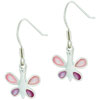 Pink Faux Pearl Butterfly Earrings