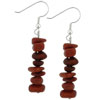 Red Coral Stone Chip Beads Earrings