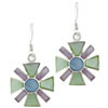 Green Flower Mother Of Pearl Earrings
