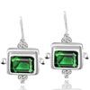 Green Baguette Cut Cz Earrings
