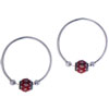 Red Beaded Hoop Sterling Silver Earrings