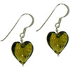 Green Heart Murano Glass W/ Silver Earrings