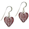 Pink Heart Murano Glass Silver Murano Glass Earrings