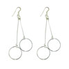 Double Ring Dangle Sterling Silver Earrings