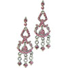 Pink Ribbon Chandelier Austrian Crystal Earrings