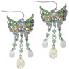 Green Crystal Butterfly Filigree Chandelier Earrings