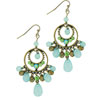 Vintage Style Green And Aqua Crystal Chandelier Earrings
