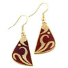 Classy Triangular Red And Gold Tone  Earrings 