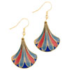Gold Tone Feather Fan Earrings