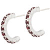 Dark Red Studded Crescent Earrings