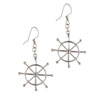 Sterling  Silver  Ship Steering Wheel Earrings