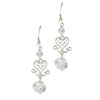 Silver Fancy Heart April Diamond Color Rhinestone Earrings