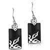 Heart And Black Rectangular With Faux Onyx Dangle Earrings