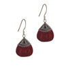 Sterling Silver Red Wooden Fan Earrings