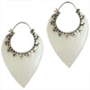 Sterling Silver Faux Freshwater Pearl Leaflet Earrings