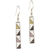 Sterling Silver Rectangular With Faux Pearl Inset Earrings