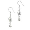 Sterling Silver Dangle Diamond Shape And Cz Stone Earrings