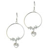 Sterling Silver Hoop Cz Dangle Heart Earrings