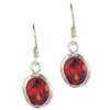July Ruby Color Oval Ruby Red Cz Birthstone Earrings