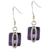 Sterling Silver Cz Purple Square Cushion Earrings