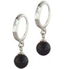 Sterling Silver Cz Dangle Black Faux Onyx Earrings