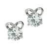 Sterling Silver Accented Ribbon Cz Stud Earrings