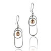 Sterling Silver Two Tone Ornament Circle And Oval Earrings