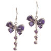 Purple Cz Butterfly Earrings
