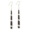 Long Black Silver  Sterling  Spring Earrings