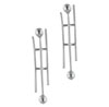 Sterling Silver Thin Stick And Ball Designed Earrings