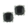 Sterling Silver Black Onyx Simulated Square Cushion Earrings