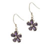 Sterling Silver February Amethyst Color Purple Cz Flower Earrings