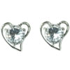 Sterling Silver Heart April Diamond Color Cz Earrings