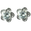 Flower Single April Diamond Color Cz Stud Earrings