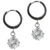 Sterling Silver Cube Shaped Round Cz Earrings