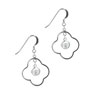 Sterling Silver Flower And Dangling Rhinestone Earrings