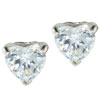 Sterling Silver Diamond Cz Heart Earrings