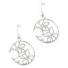 Sterling Silver Circle Flower Cz Outline Earrings