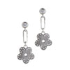 Sterling Silver Dangle Dotted Flower Earrings