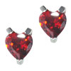 Sterling Silver July Ruby Color Heart Cz Earrings
