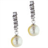 Sterling Silver Dangle April Diamond Color Cz Faux Pearl Earrings