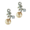Sterling Silver April Diamond Color Cz Twist Faux Pearl Earrings