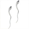 Sterling Silver Snake Shape April Diamond Color Cz Earrings