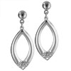 Sterling Silver Oval Eye Shaped April Diamond Color Cz Earrings