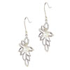 Sterling Silver Faux Pearl Long  Flower  Cz  Earrings 