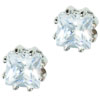 Sterling Silver Square Cushion April  Diamond  Color Cz  ... 