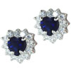 Sterling Silver Sapphire Diamond Simulated Cz Earrings
