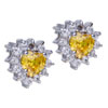Sterling Silver Bright Red Cz Heart Earrings