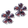 Flower January Garnet Color Birthstone 925 Sterling Silver Earrings